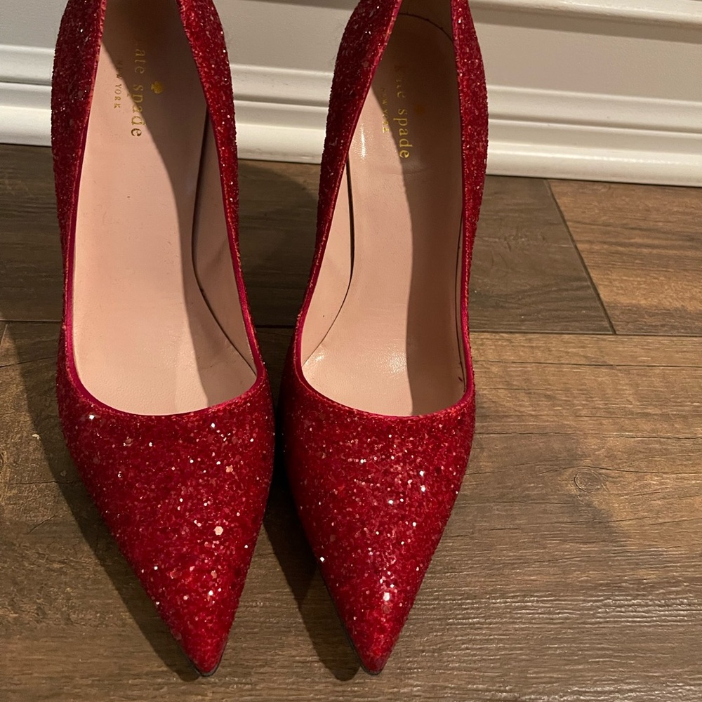 Like new Kate Spade red glitter heels